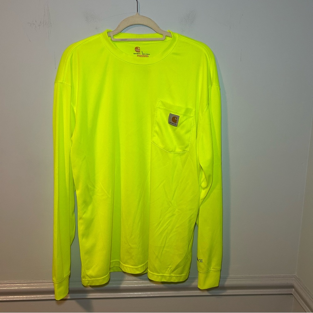 Carhartt Force Bright Lime Color Enhanced Relaxed Fit Long Sleeve T-Shirt Large
